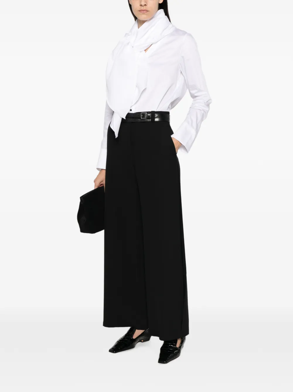 Giorgio Armani Palazzo broek met wijde pijpen Zwart