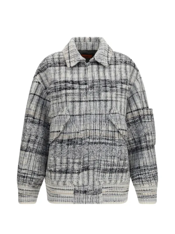 Missoni Oversized Wool-blend Check Bomber Jacket in White