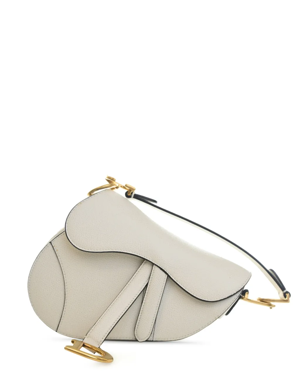 Pre-owned Dior 2020 Mini Grained Calfskin Saddle Bag Satchel In White