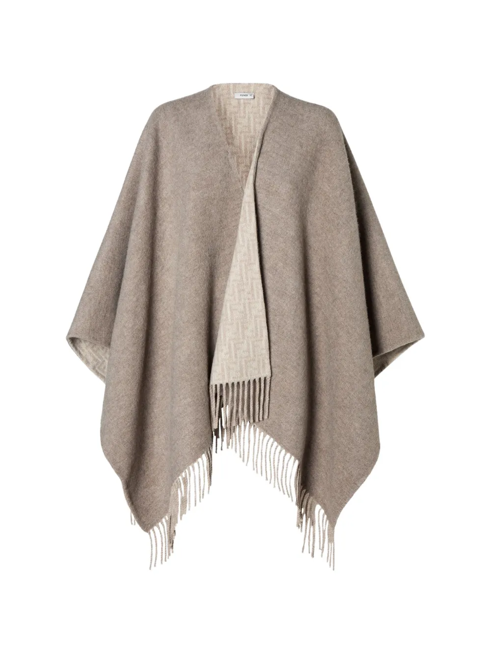 FENDI FF-motif fringed cape · One Size