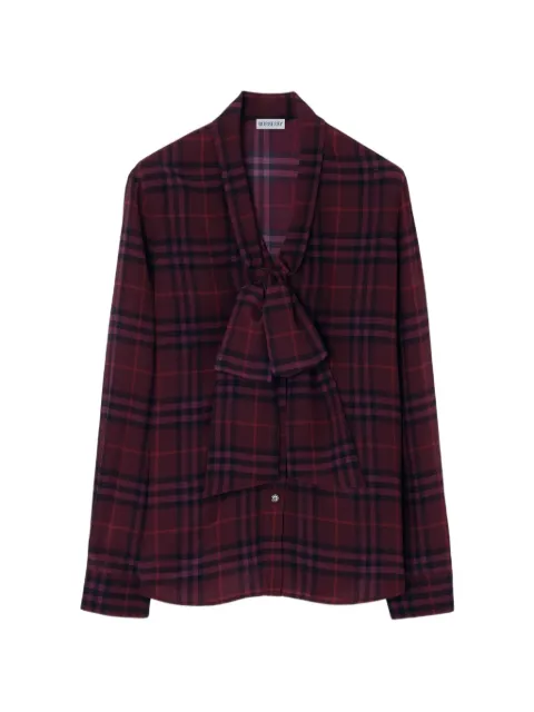 Burberry check silk scarf blouse