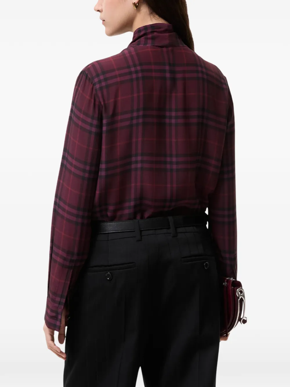 Burberry Geruite zijden blouse Paars