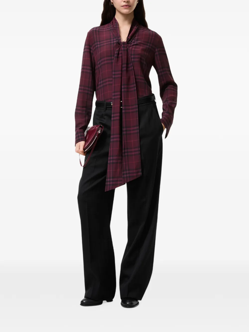 Burberry Geruite zijden blouse Paars