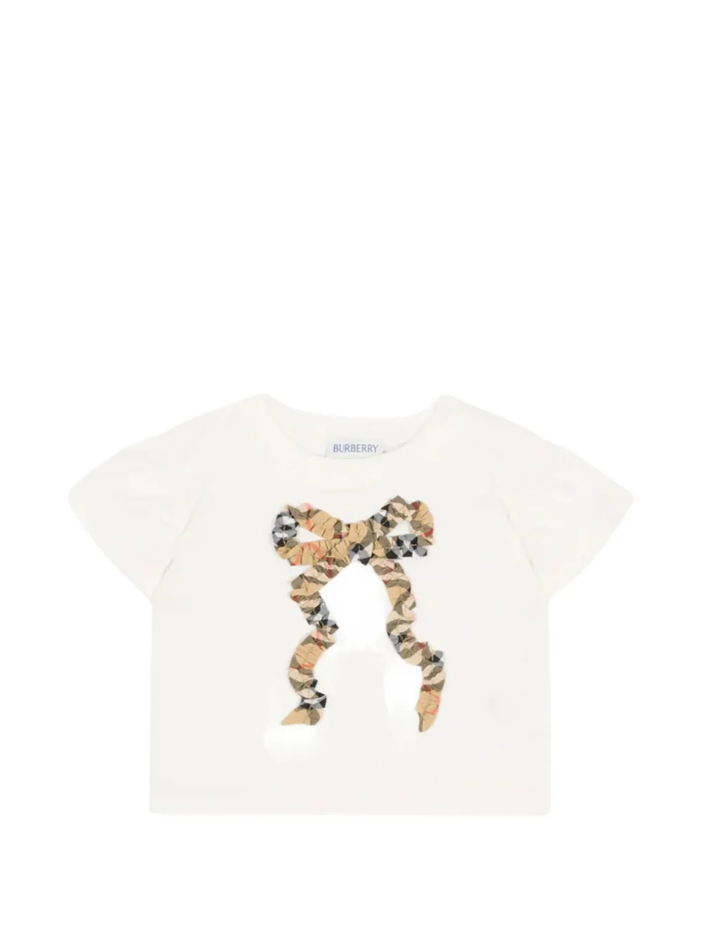 Burberry Kids Check Bow ruffled T-shirt - Bianco