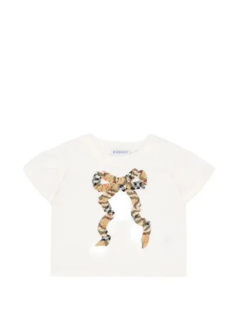 Burberry Kids Check Bow ruffled T-shirt