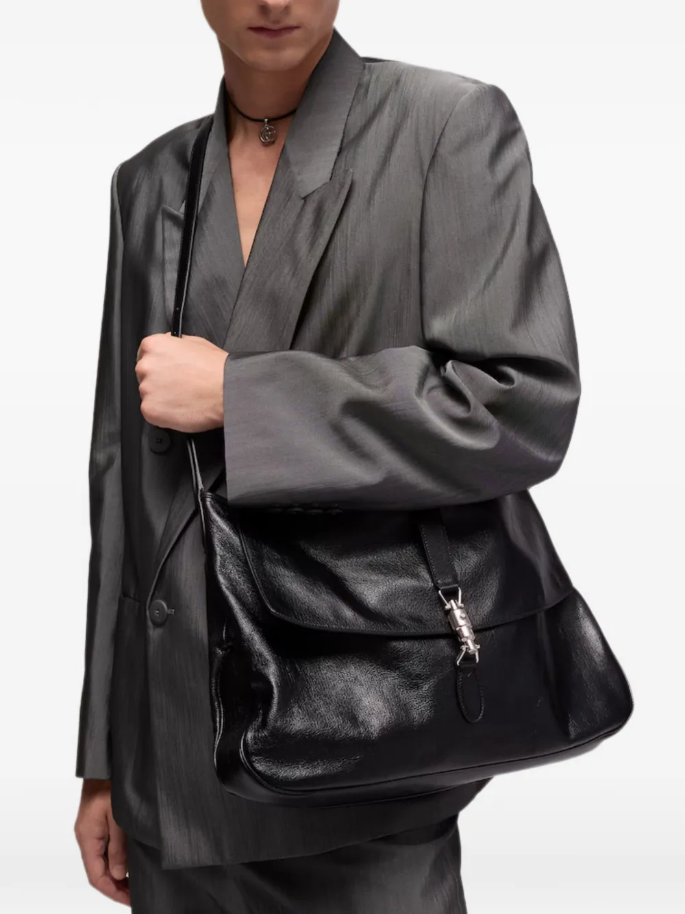 Gucci Grote Jackie Flap crossbodytas Zwart