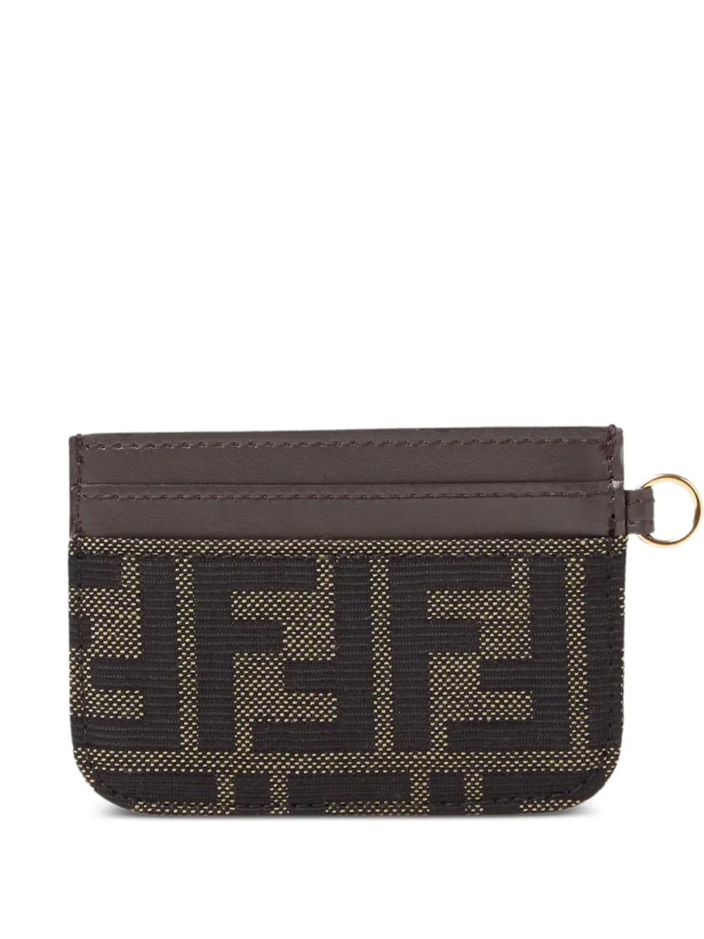 FENDI FF-jacquard card case - Marrone