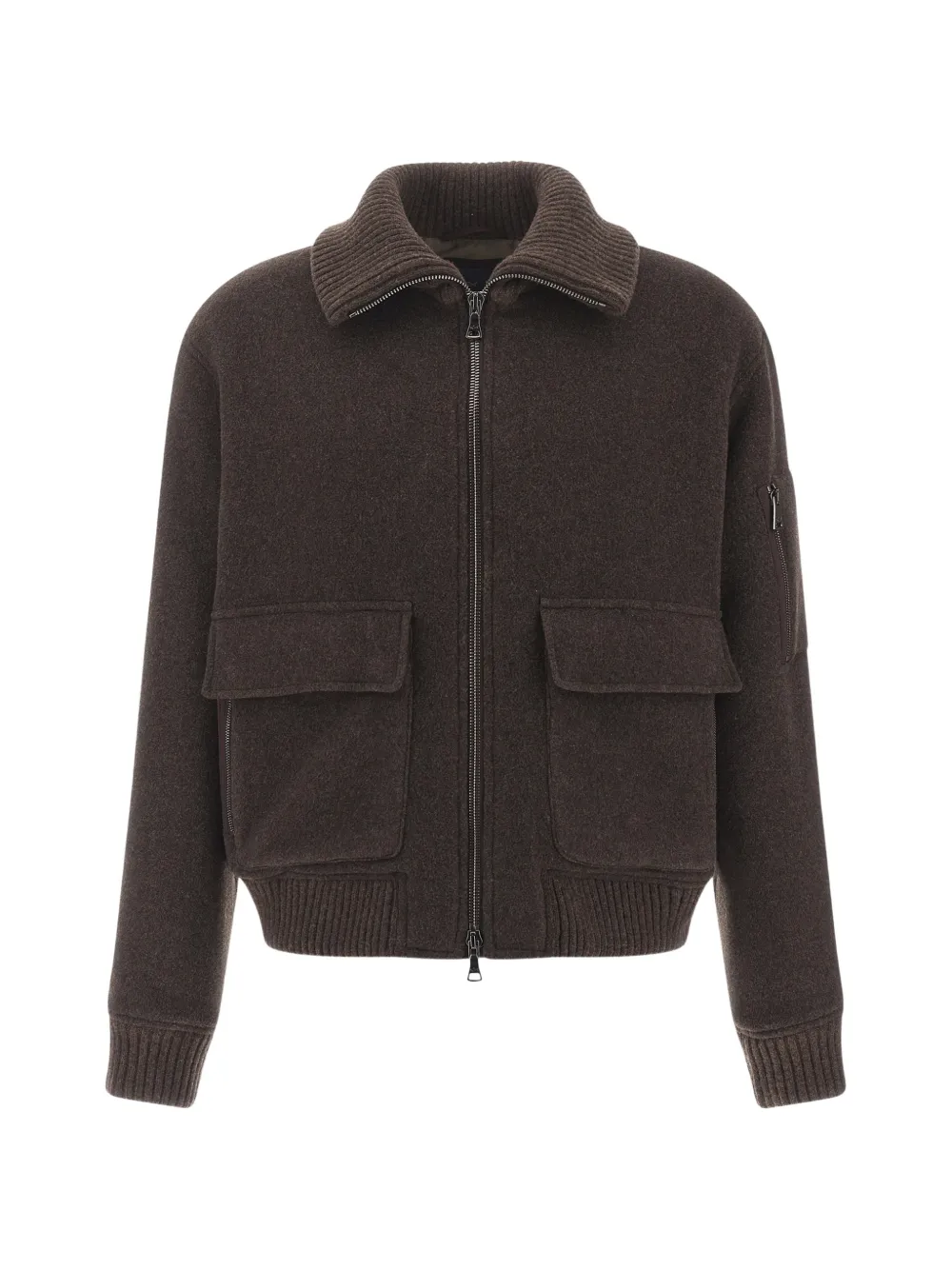 Paul & Shark ribbed-collar wool-blend jacket - Brown