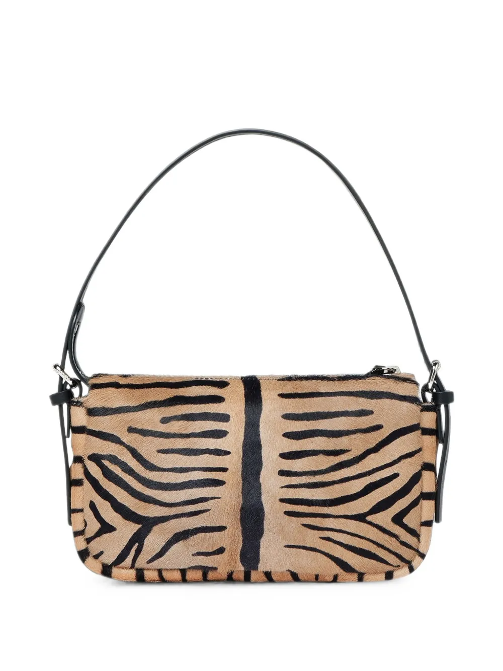 FENDI Kleine leren schoudertas met tijgerprint en rits Beige