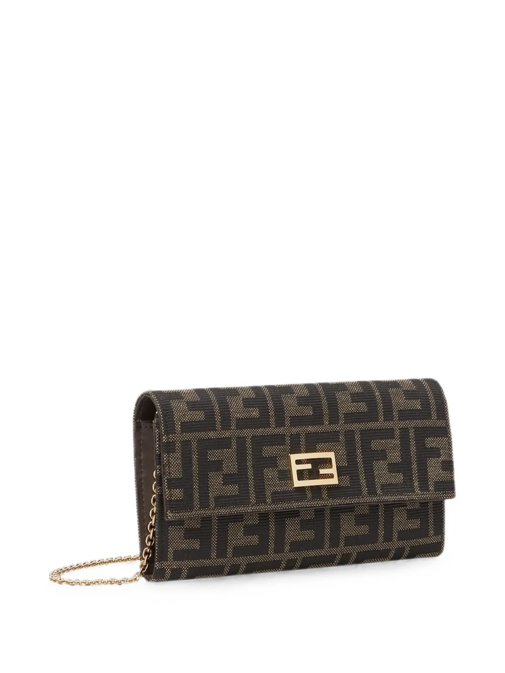 FENDI Tube Continental portemonnee met logo en ketting Bruin