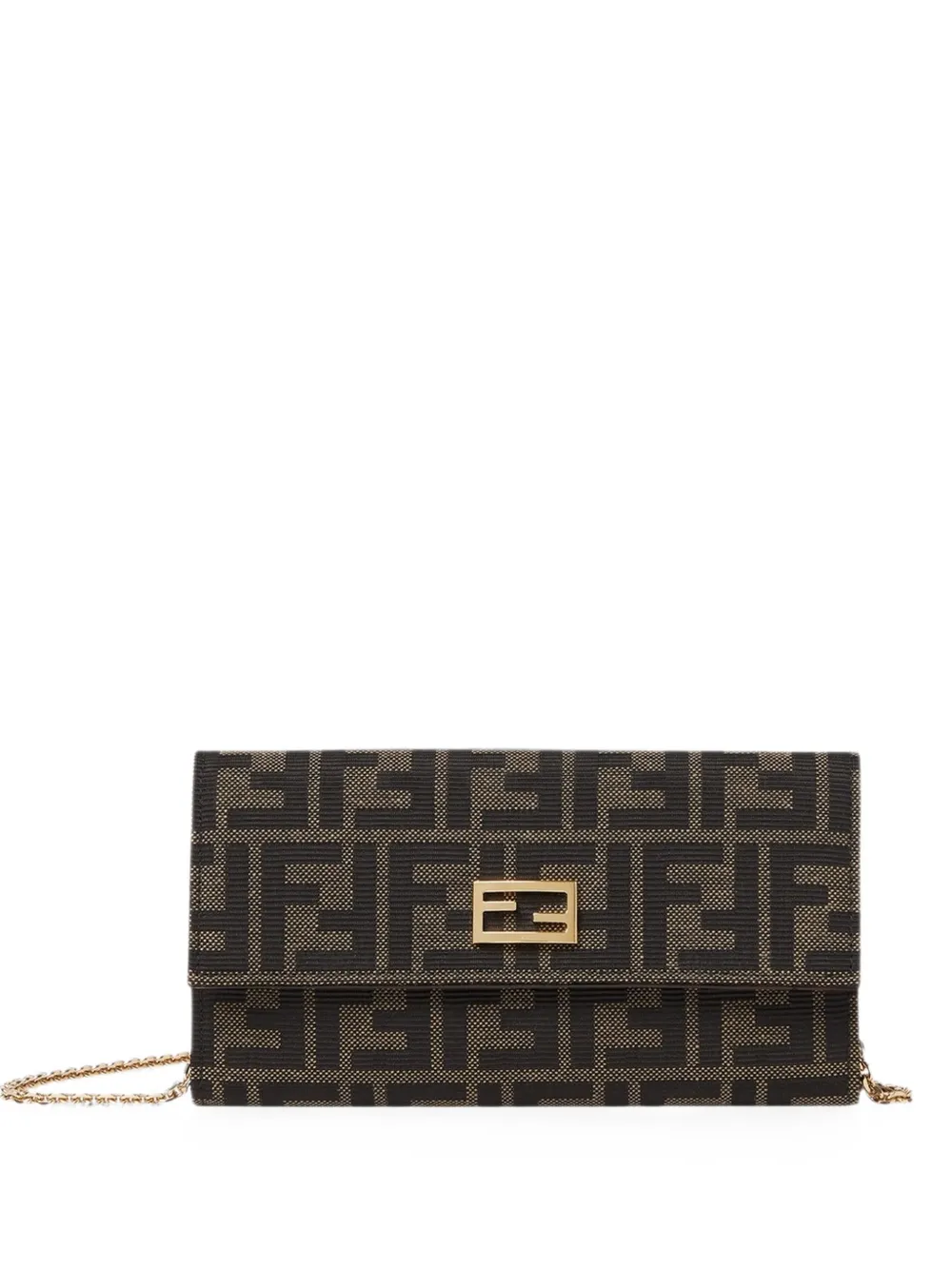 FENDI Tube Continental Portemonnaie mit Kette - Braun