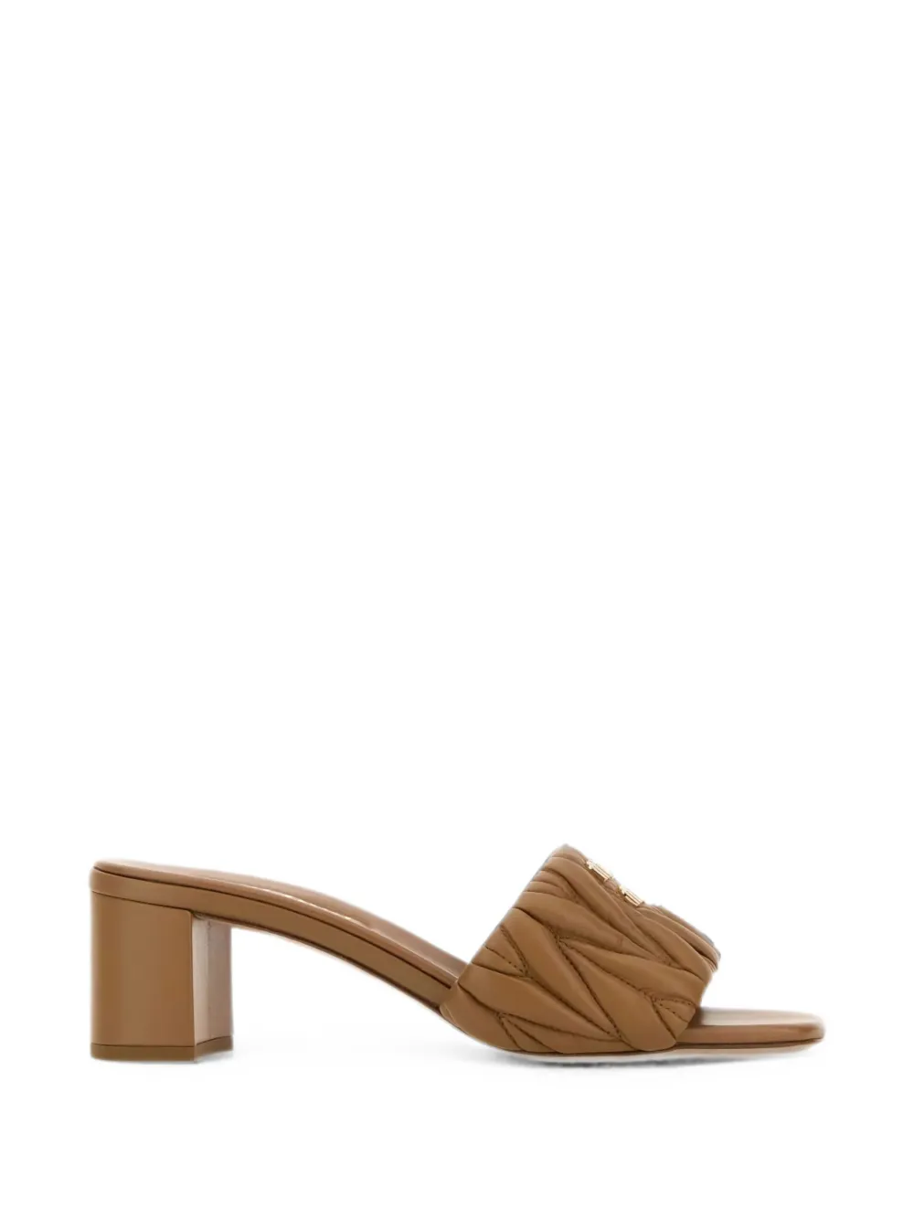 Miu Miu Matelassé leather heeled sandals - Marrone