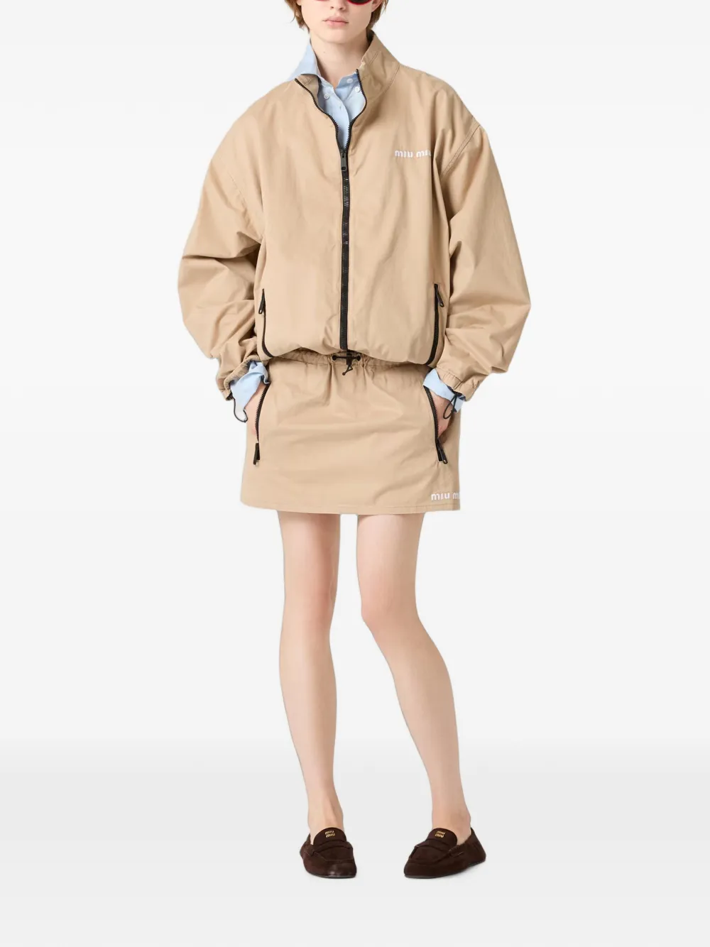 Miu Gabardine jack met verwassen effect Beige