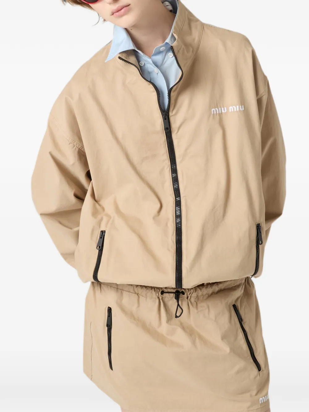 Miu Gabardine jack met verwassen effect Beige