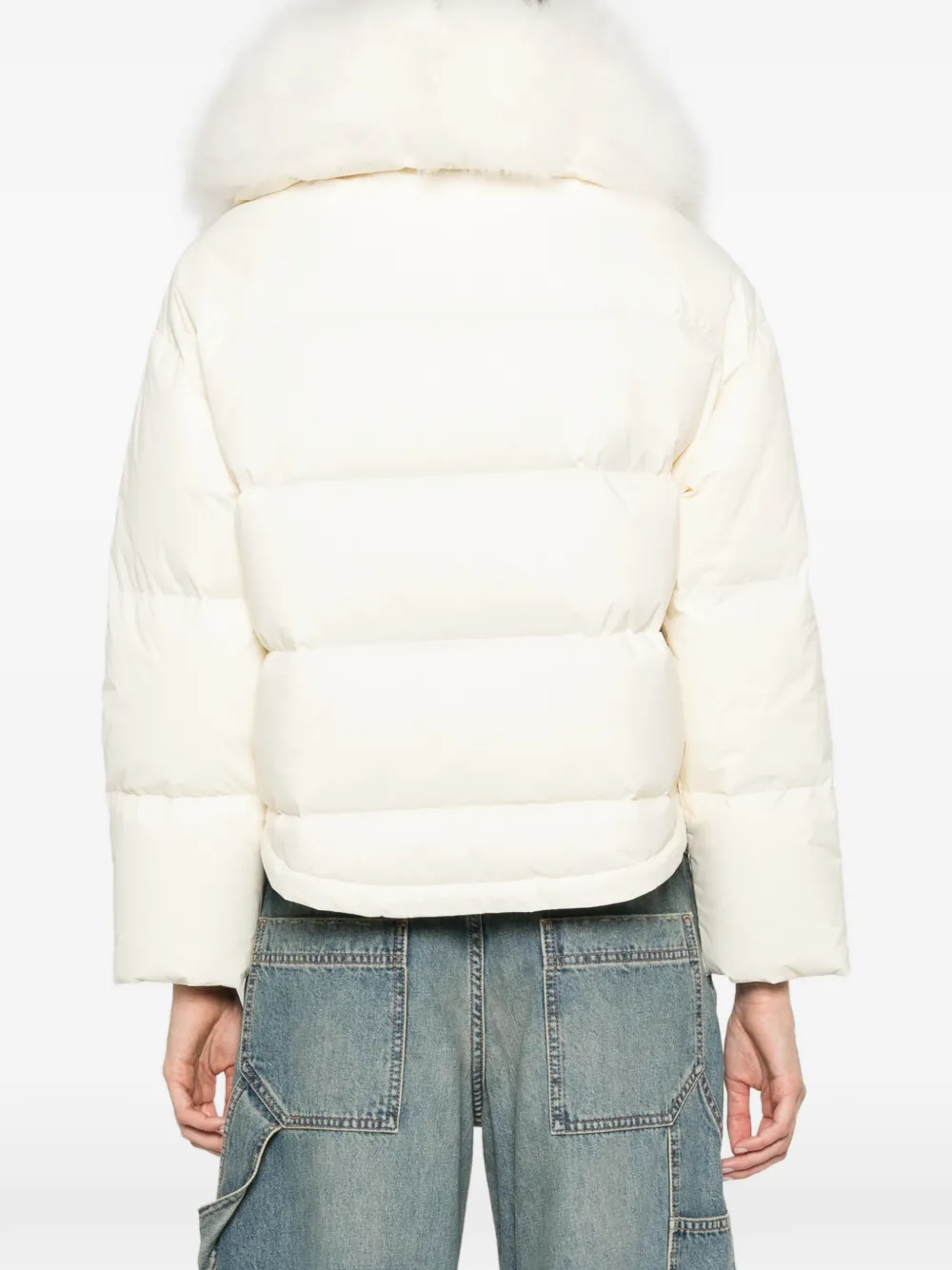Yves Salomon fur-trim puffer jacket Beige