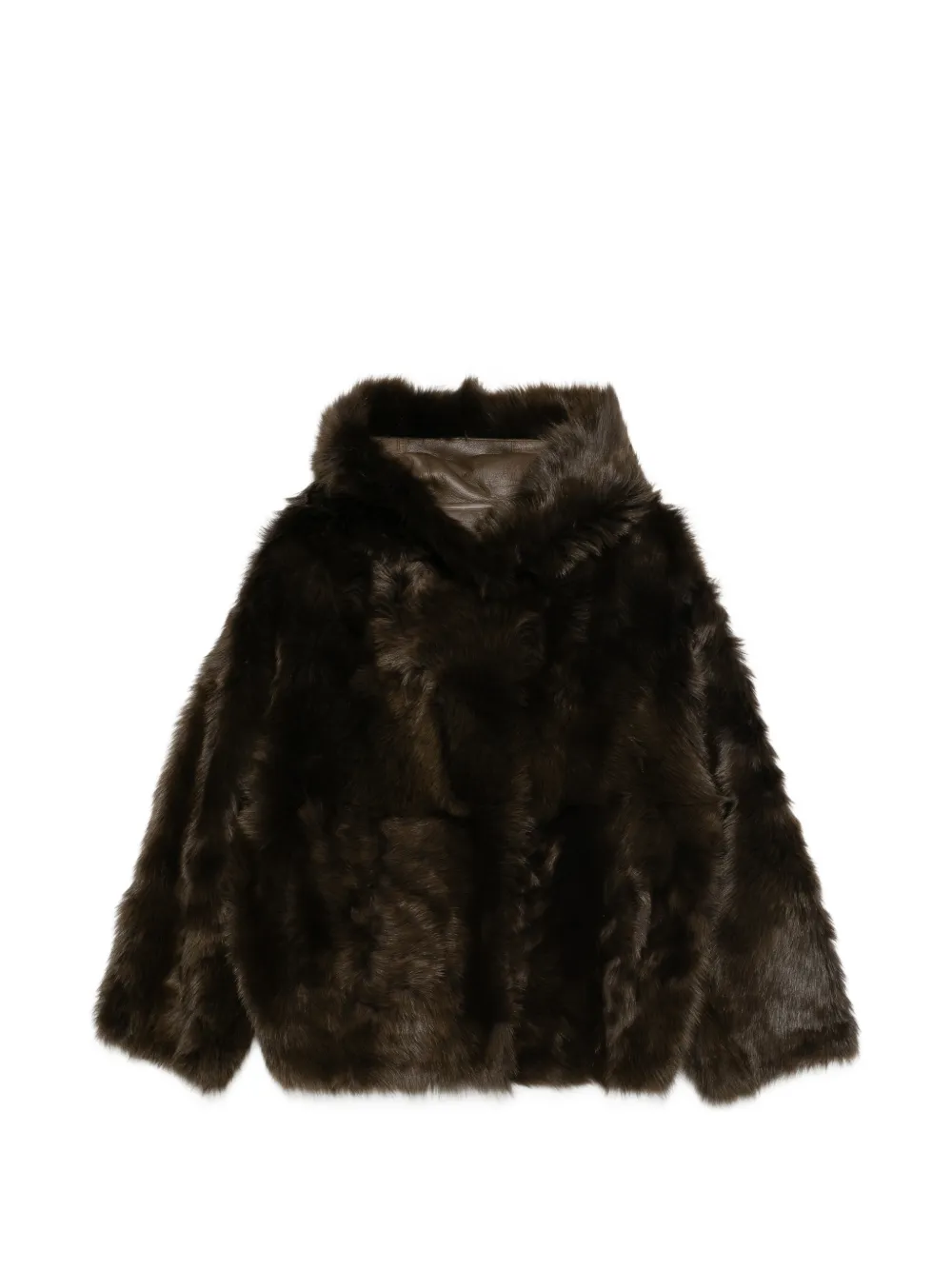 Yves Salomon hooded jacket - Braun