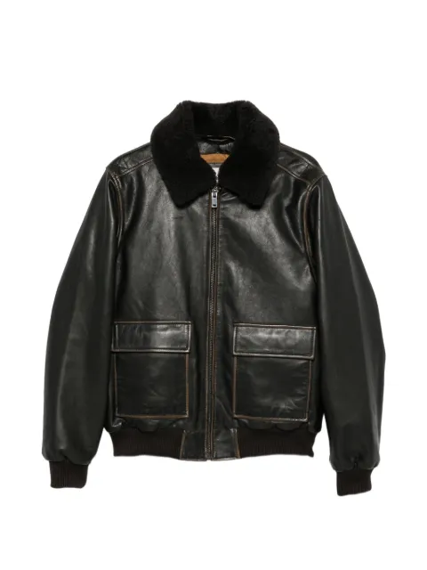 AMARANTO  shearling-collar leather jacket