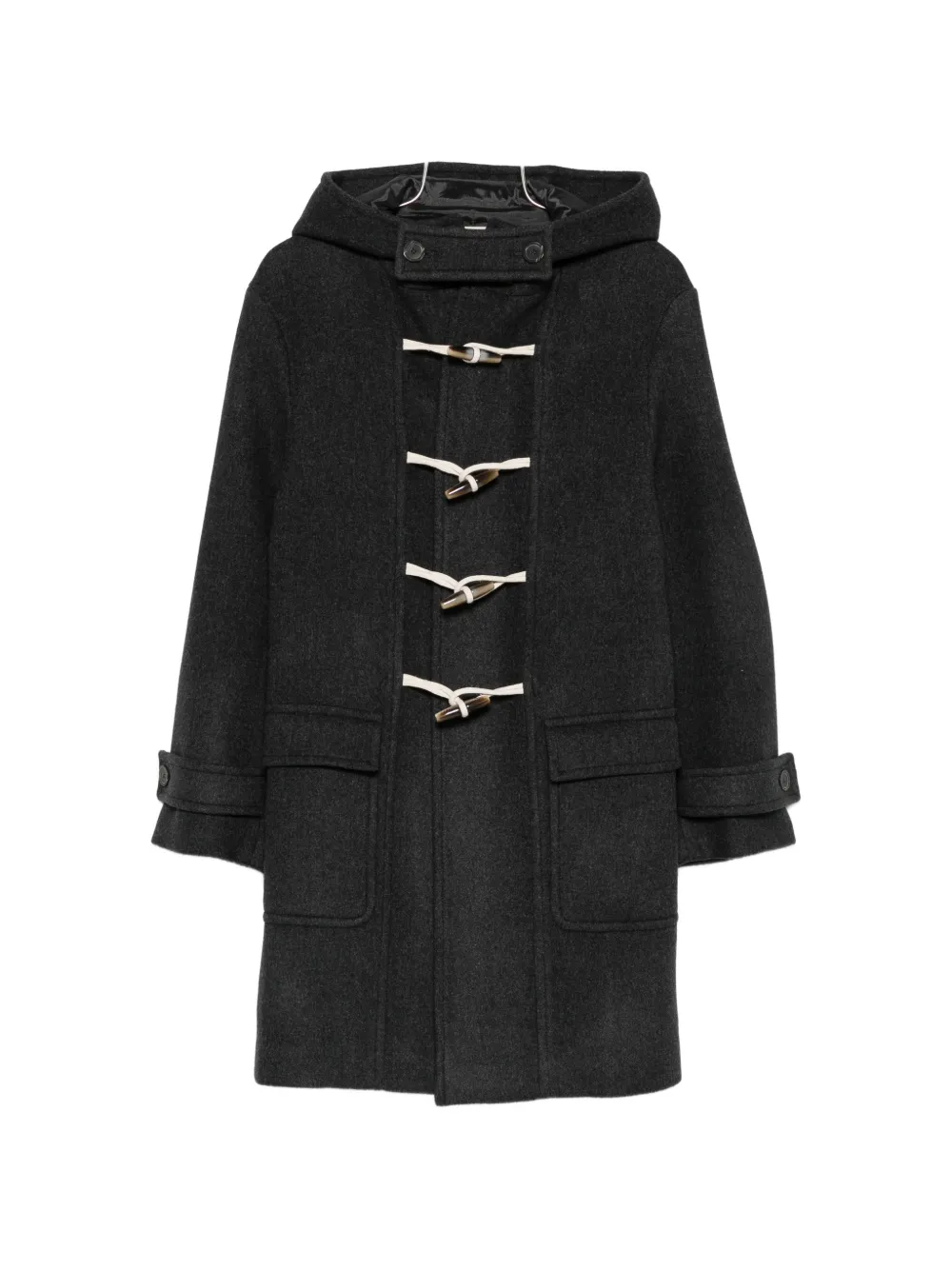 Semicouture hooded toggle-fastening coat - Grigio