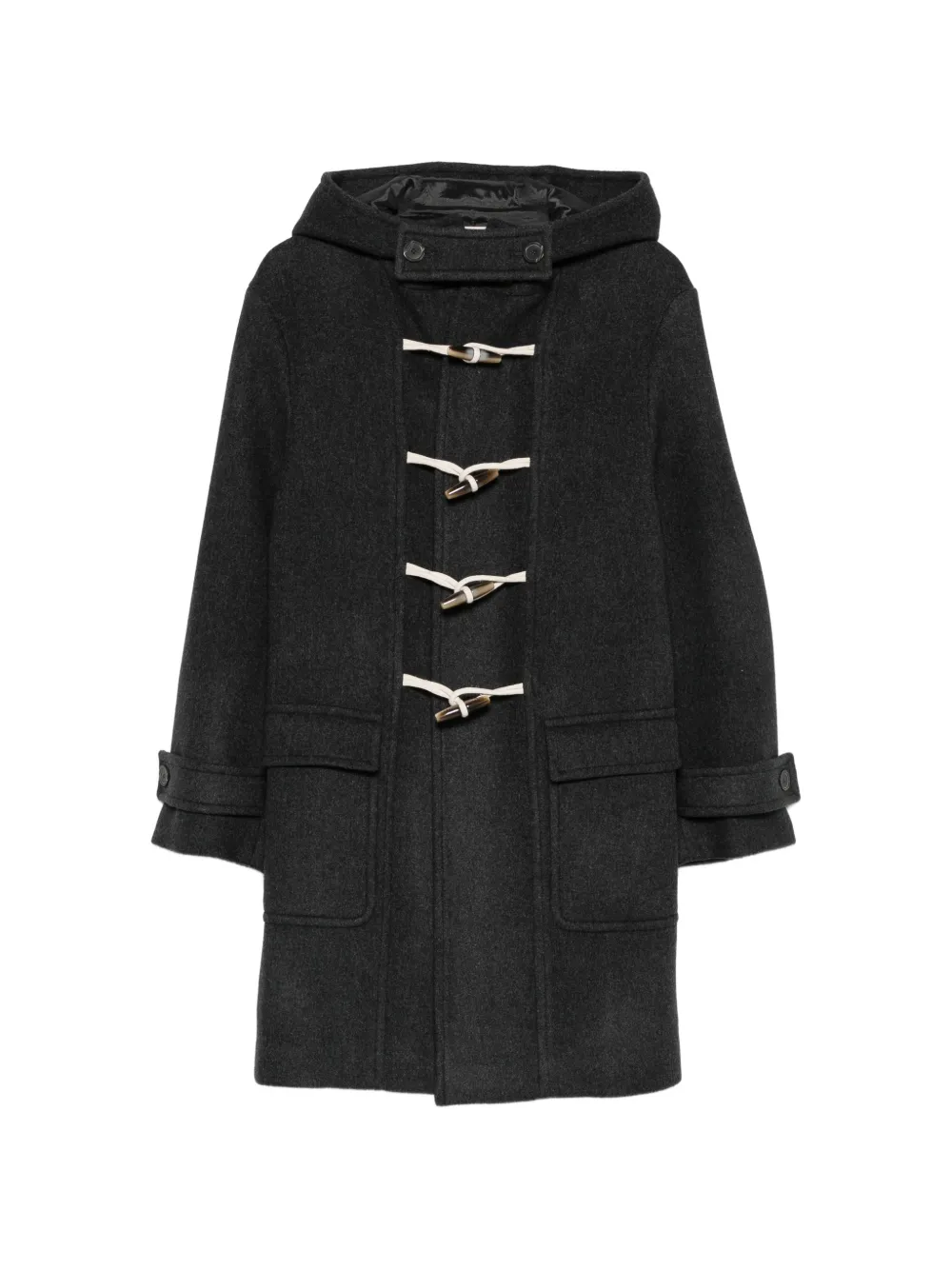 Semicouture hooded toggle-fastening coat