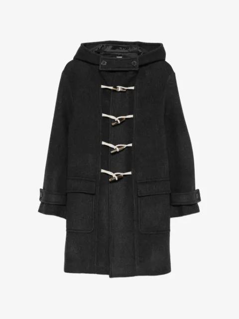 Semicouture hooded toggle-fastening coat