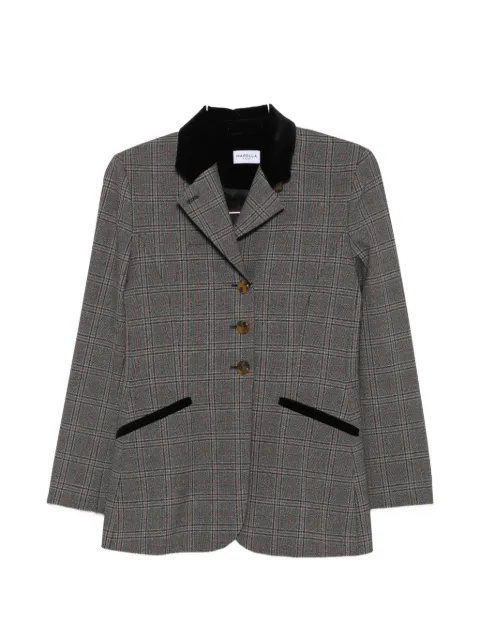 Marella check-pattern velvet-trim jacket