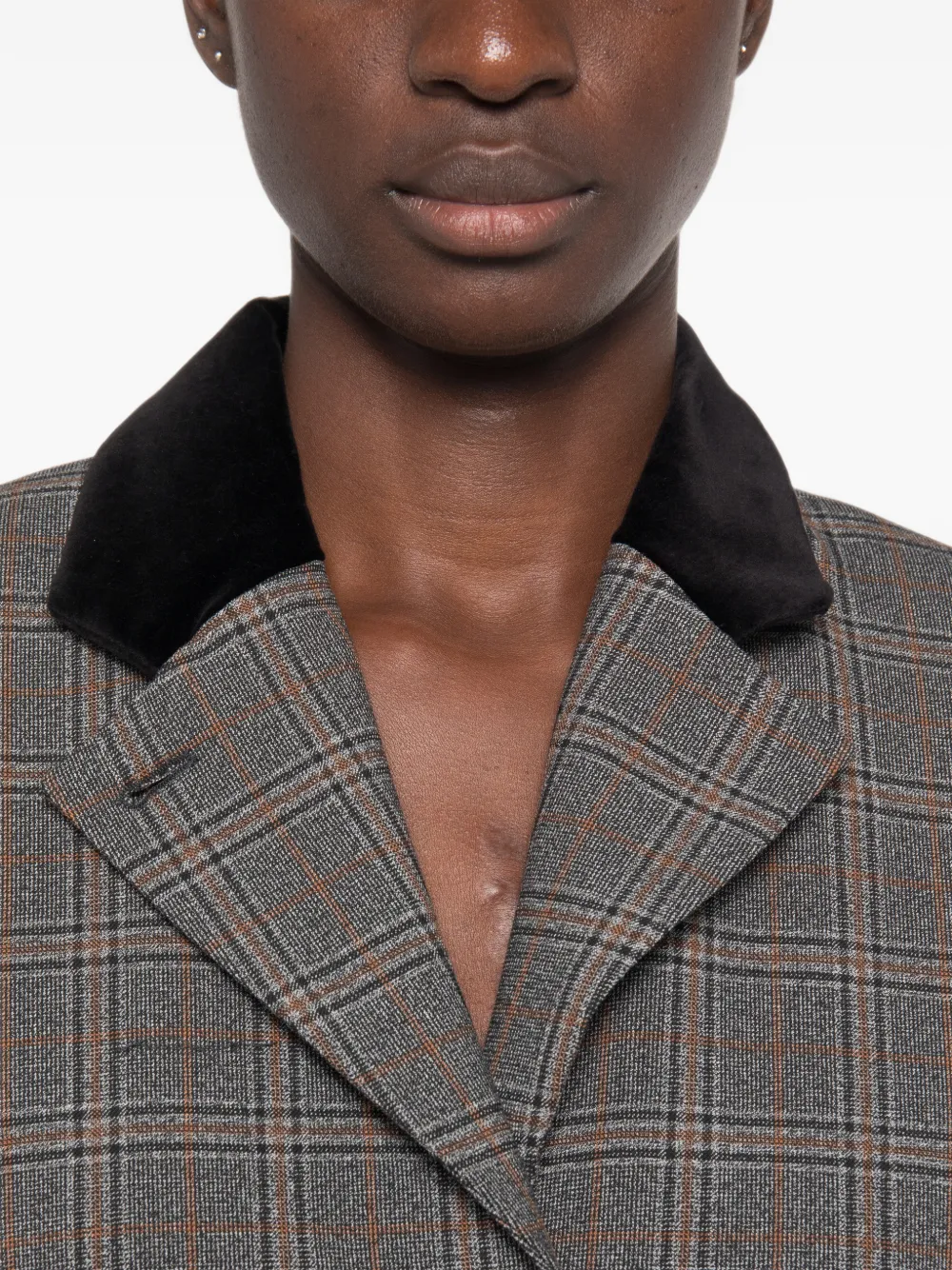 Marella Geruit jack met fluwelen afwerking Grijs