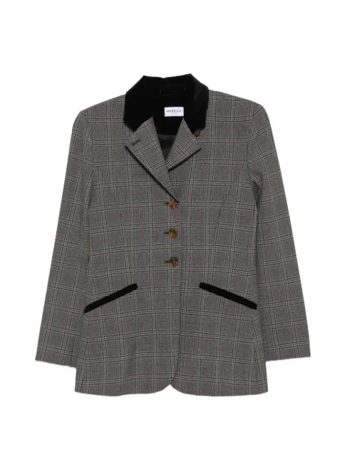 Marella check-pattern velvet-trim jacket