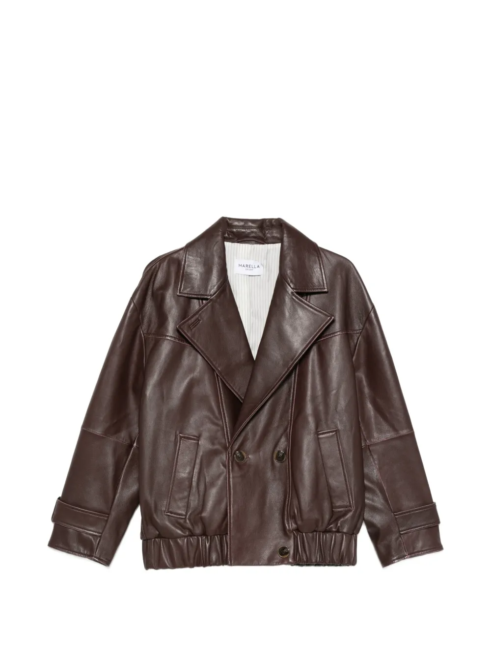 Marella double-breasted leather jacket - Rosso