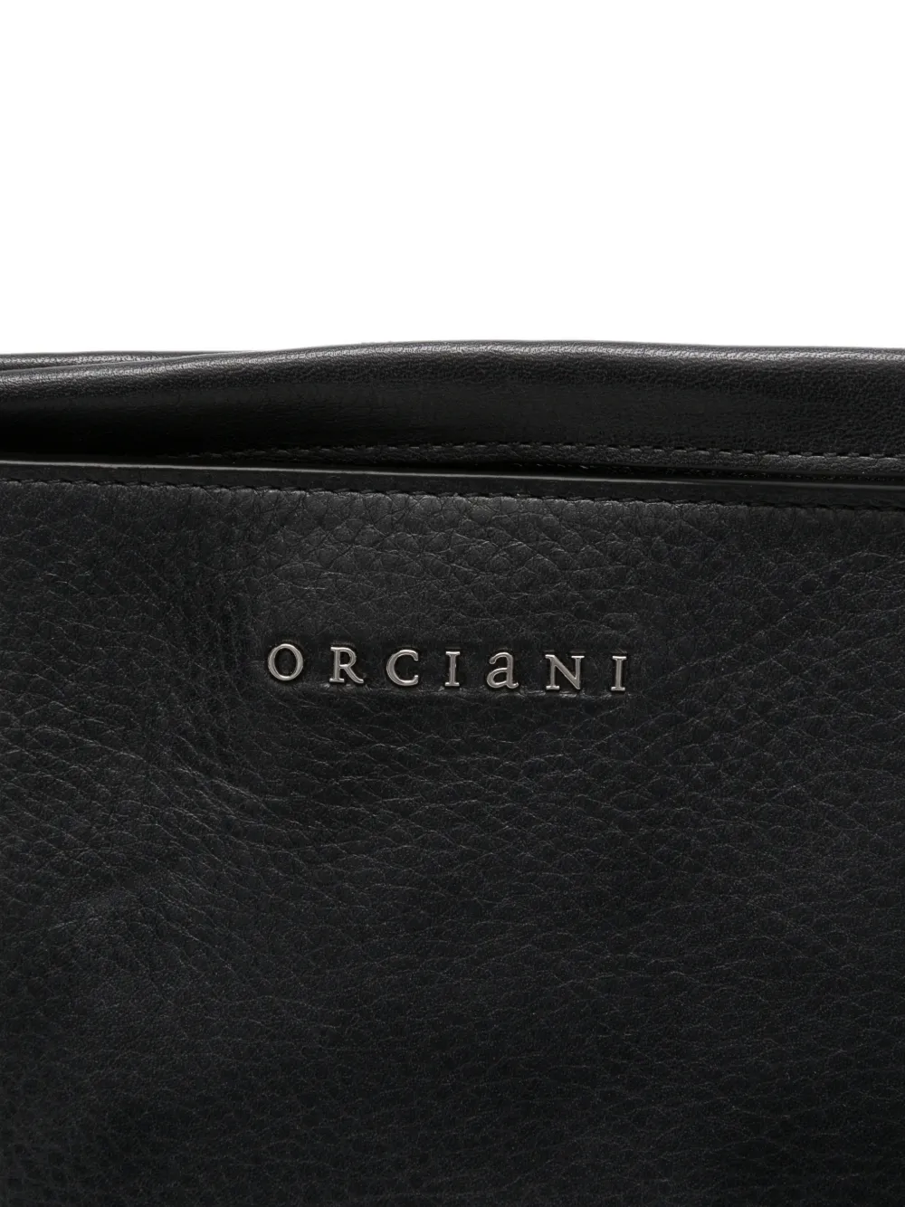 Orciani Clutch van bewerkt leer met logoplakkaat Zwart