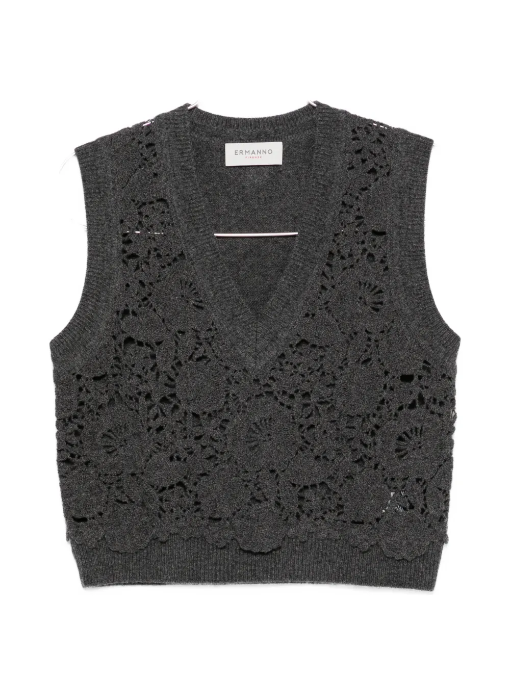 ERMANNO FIRENZE floral-lace gilet - Grau