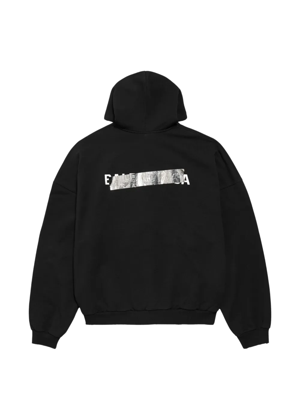 Balenciaga logo-print zip-up hoodie Zwart