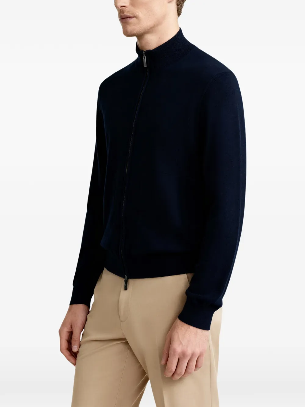 Drumohr zip-up cashmere cardigan Blauw
