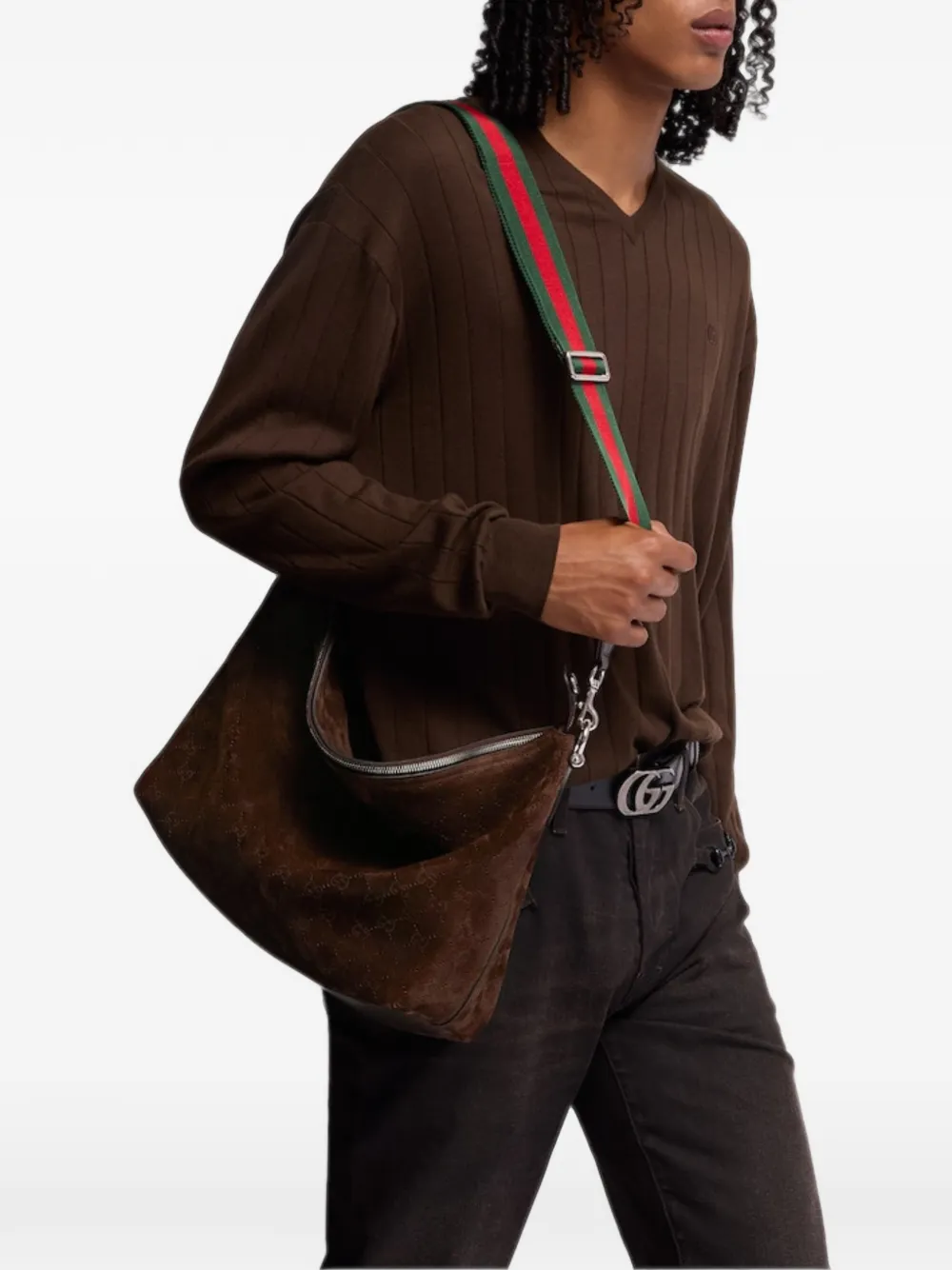 Gucci Brera GG schoudertas met geperforeerde details Bruin