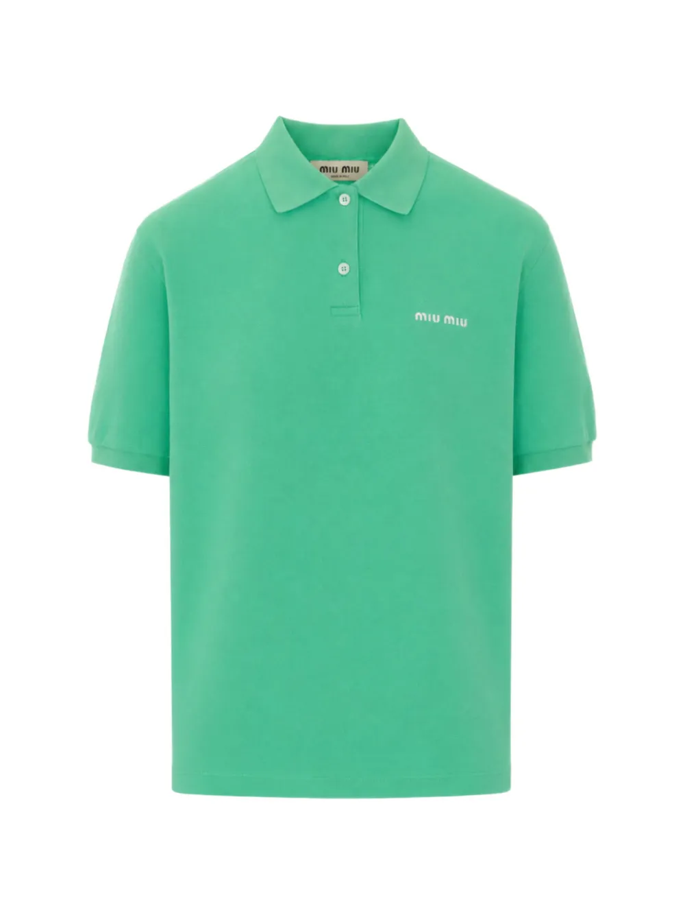 Miu Miu logo-embroidered cotton polo shirt - Verde