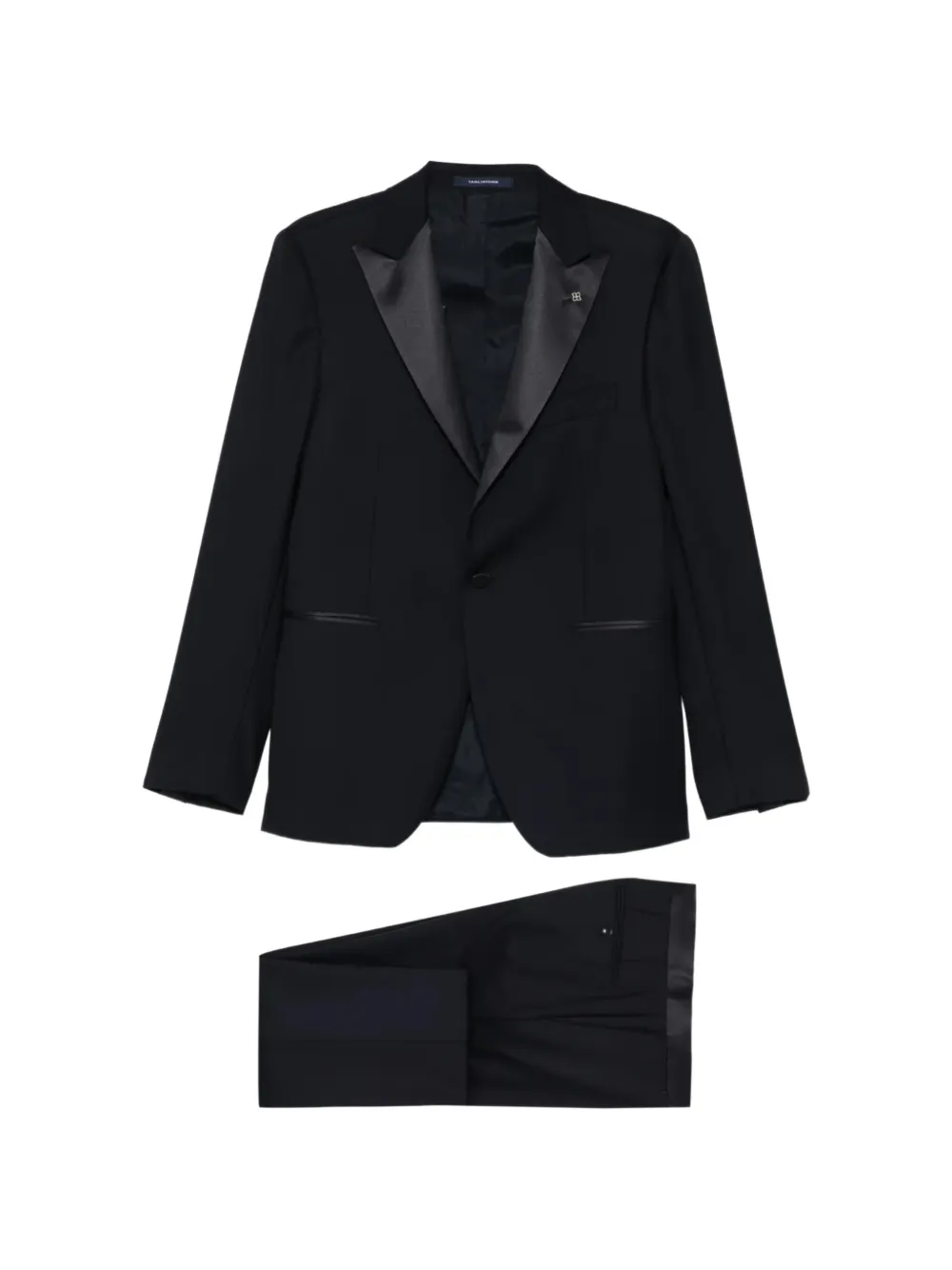 Tagliatore satin-lapel virgin-wool suit - Nero