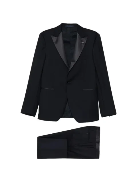 Tagliatore satin-lapel virgin-wool suit