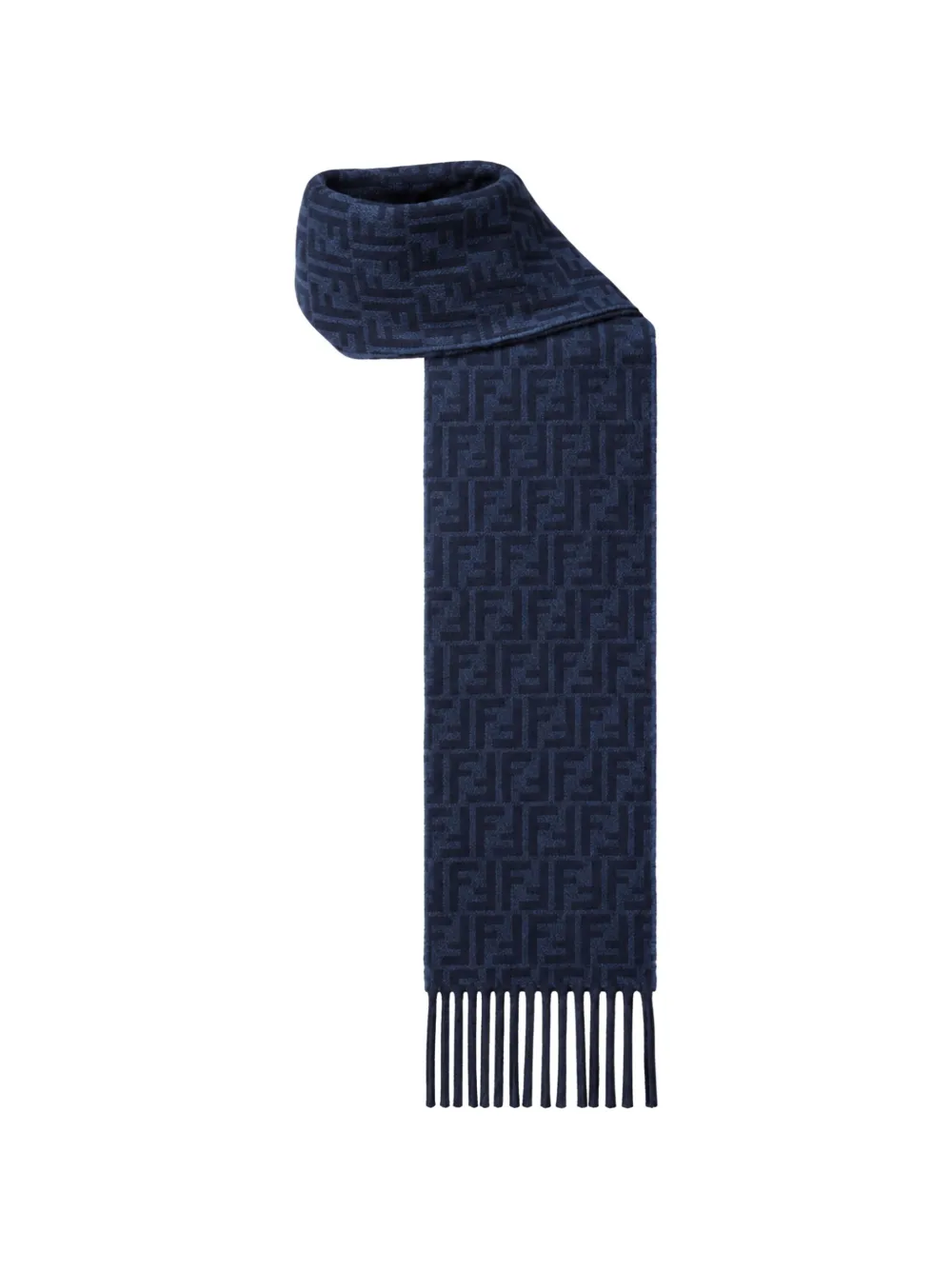 FENDI Sjaal met FF-monogram en franje Blauw