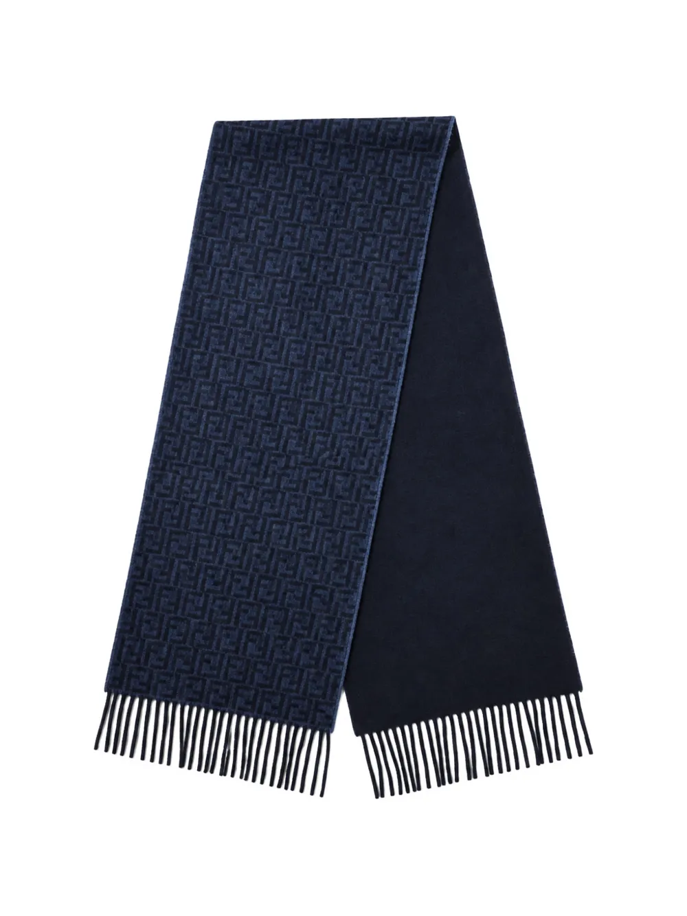 FENDI Sciarpa con frange e monogramma FF - Blu