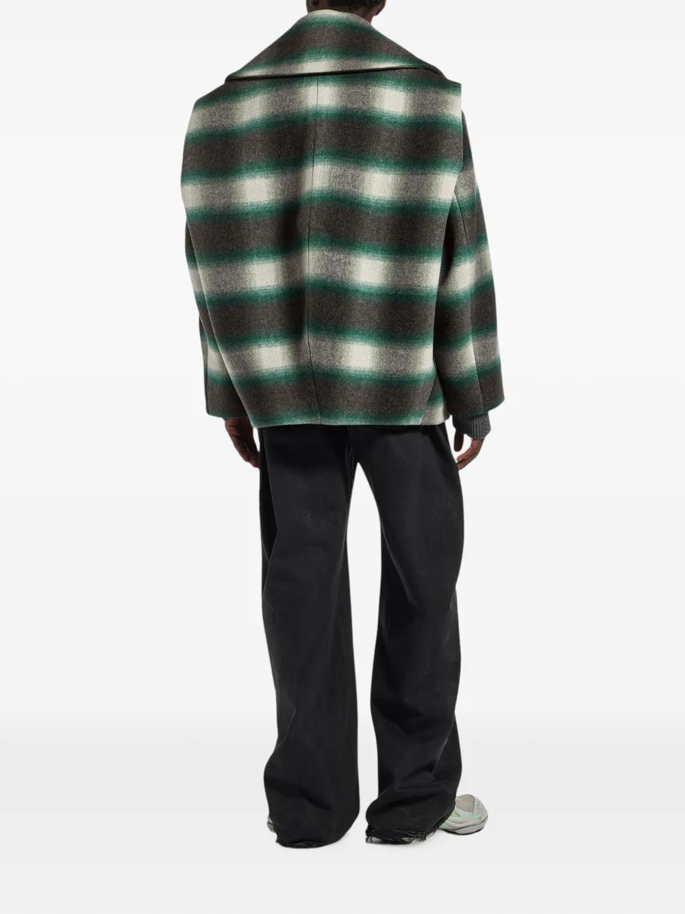 Balenciaga Cocoon geruite wollen jas Zwart