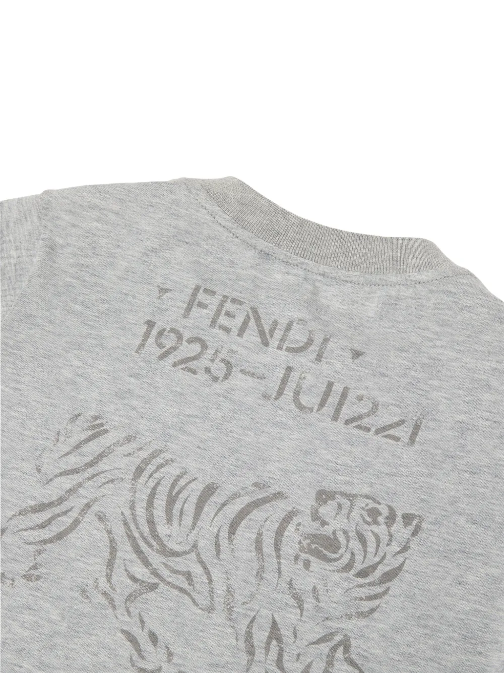 Fendi Kids T-shirt met tijger-print en logo-print Grijs