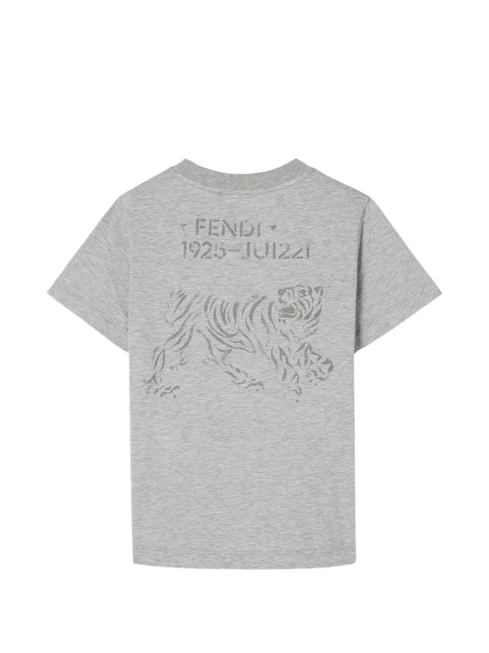 Fendi Kids T-shirt met tijger-print en logo-print Grijs