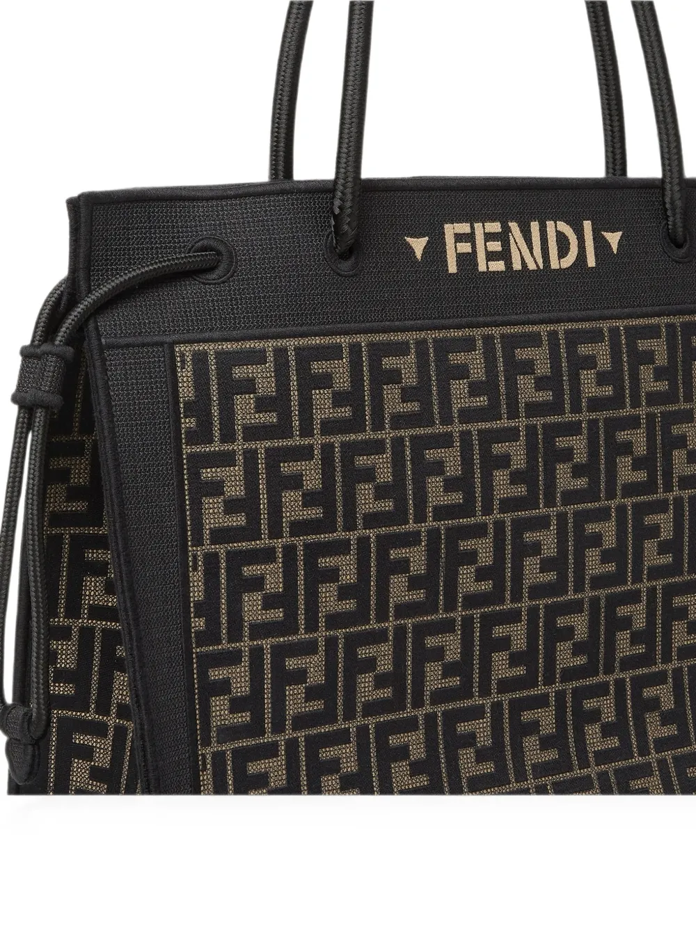 FENDI Grote Magic FF shopper met logo Zwart