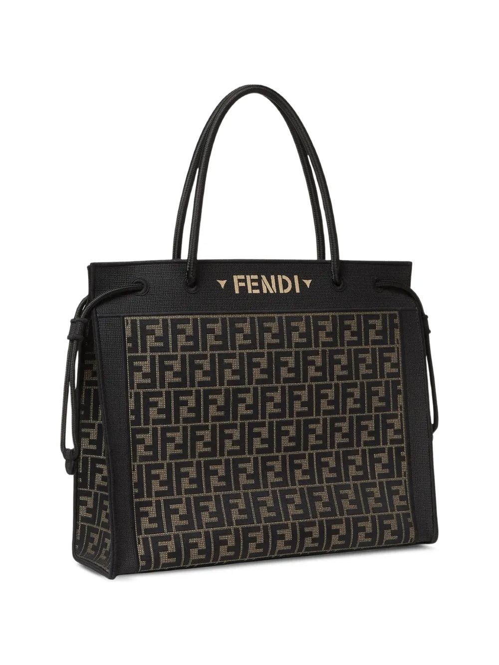 FENDI Grote Magic FF shopper met logo Zwart
