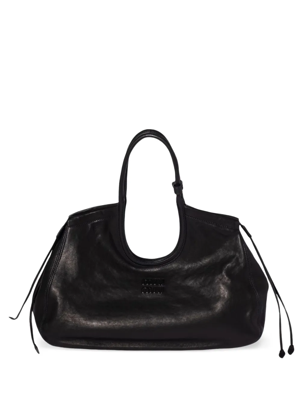 Miu Miu Borsa a spalla Adventure con logo goffrato - Nero