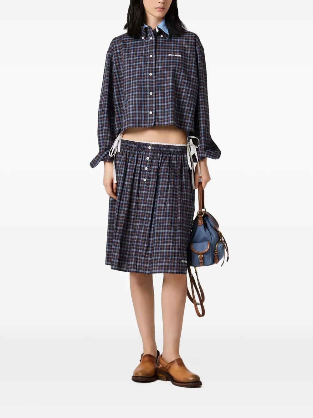 Miu Geruite rok Bruin