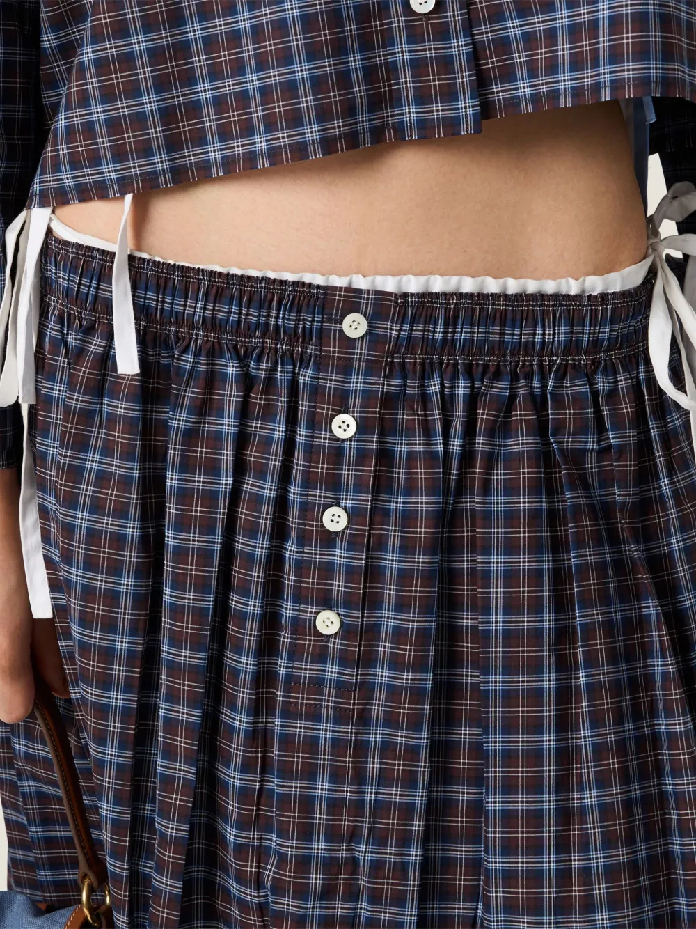 Miu Geruite rok Bruin
