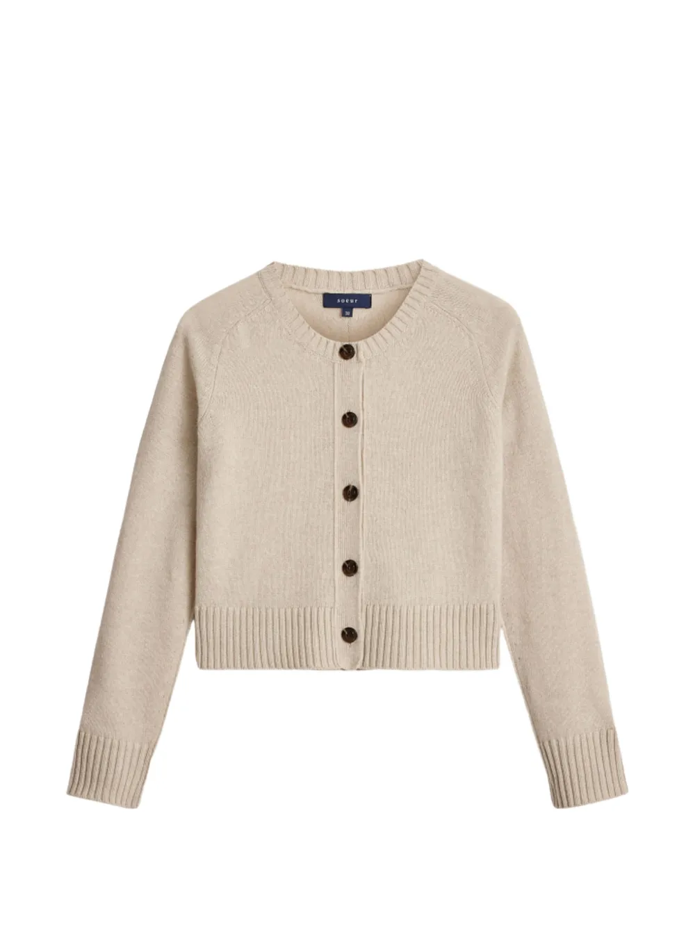 Soeur Cardigan in lana vergine con finitura a coste - Toni neutri