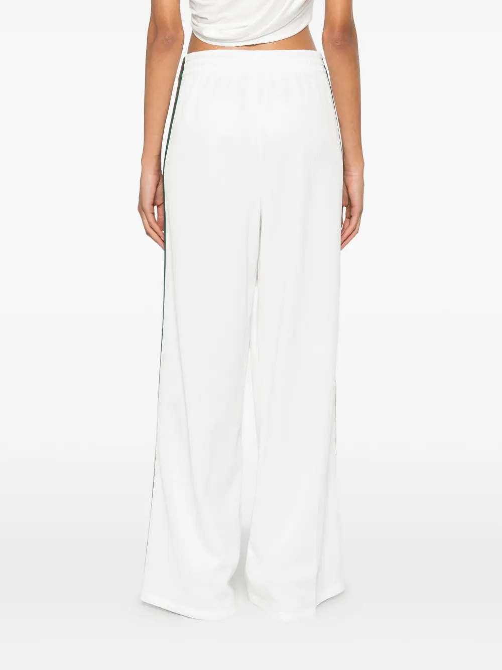 Gucci Geribbelde katoenen jersey broek met web Beige
