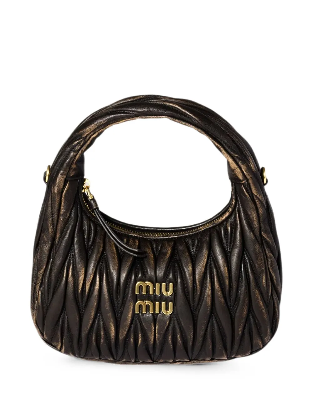 Miu Miu Wander quilted leather clutch bag - Marrone