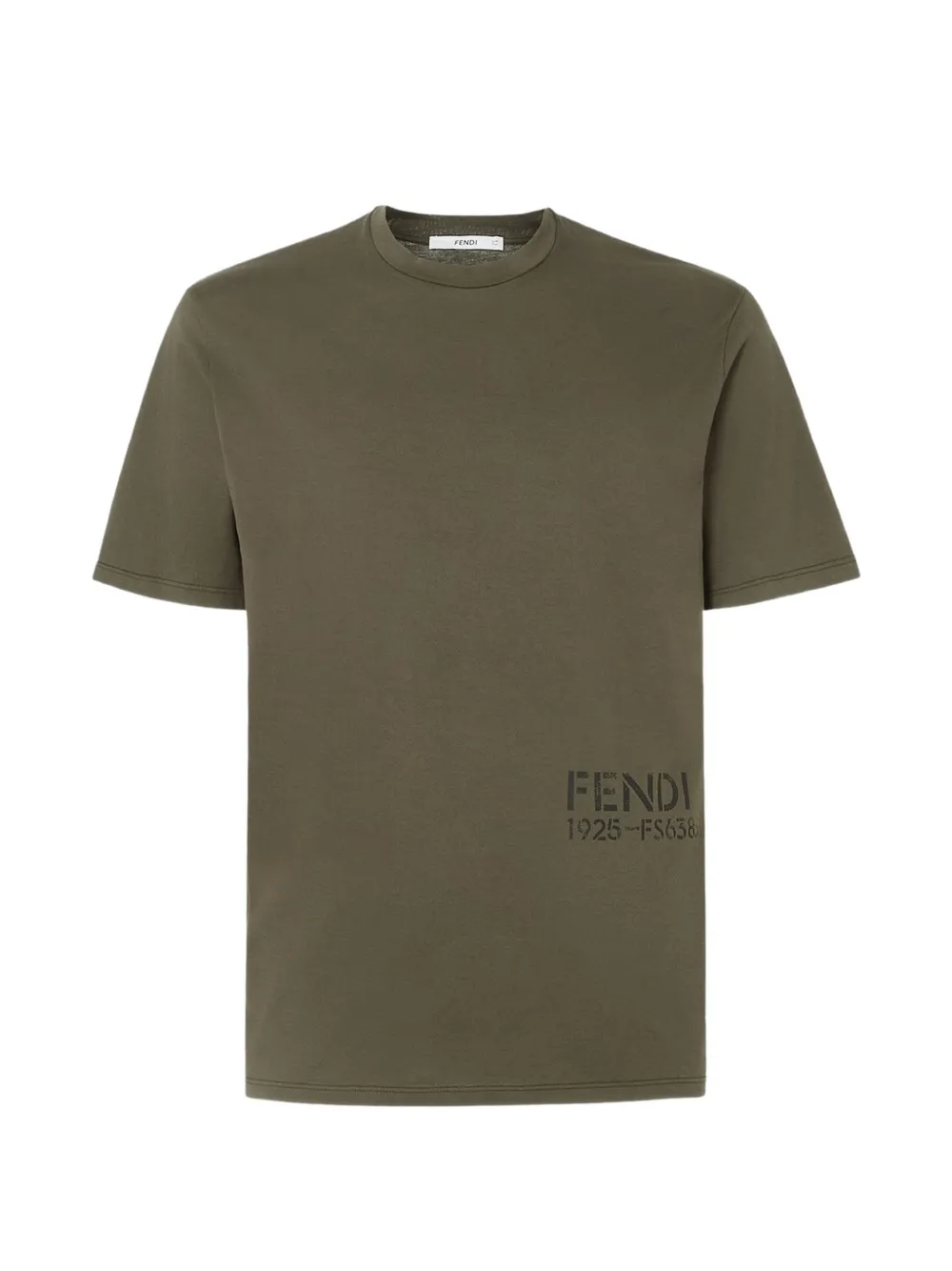 FENDI 로고 프린트 코튼 티셔츠 | 그린 | Image 1